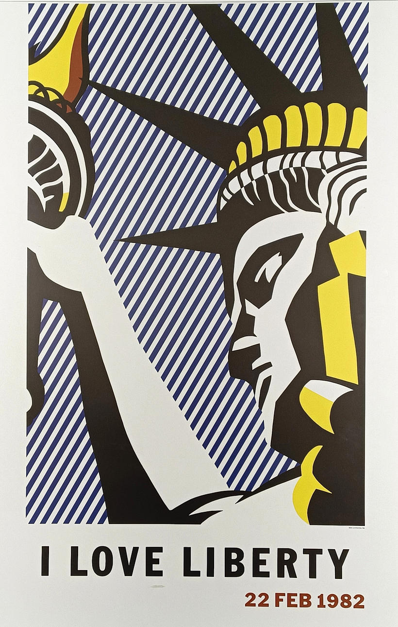 "I LOVE LIBERTY", offset poster after Roy Lichtenstein.