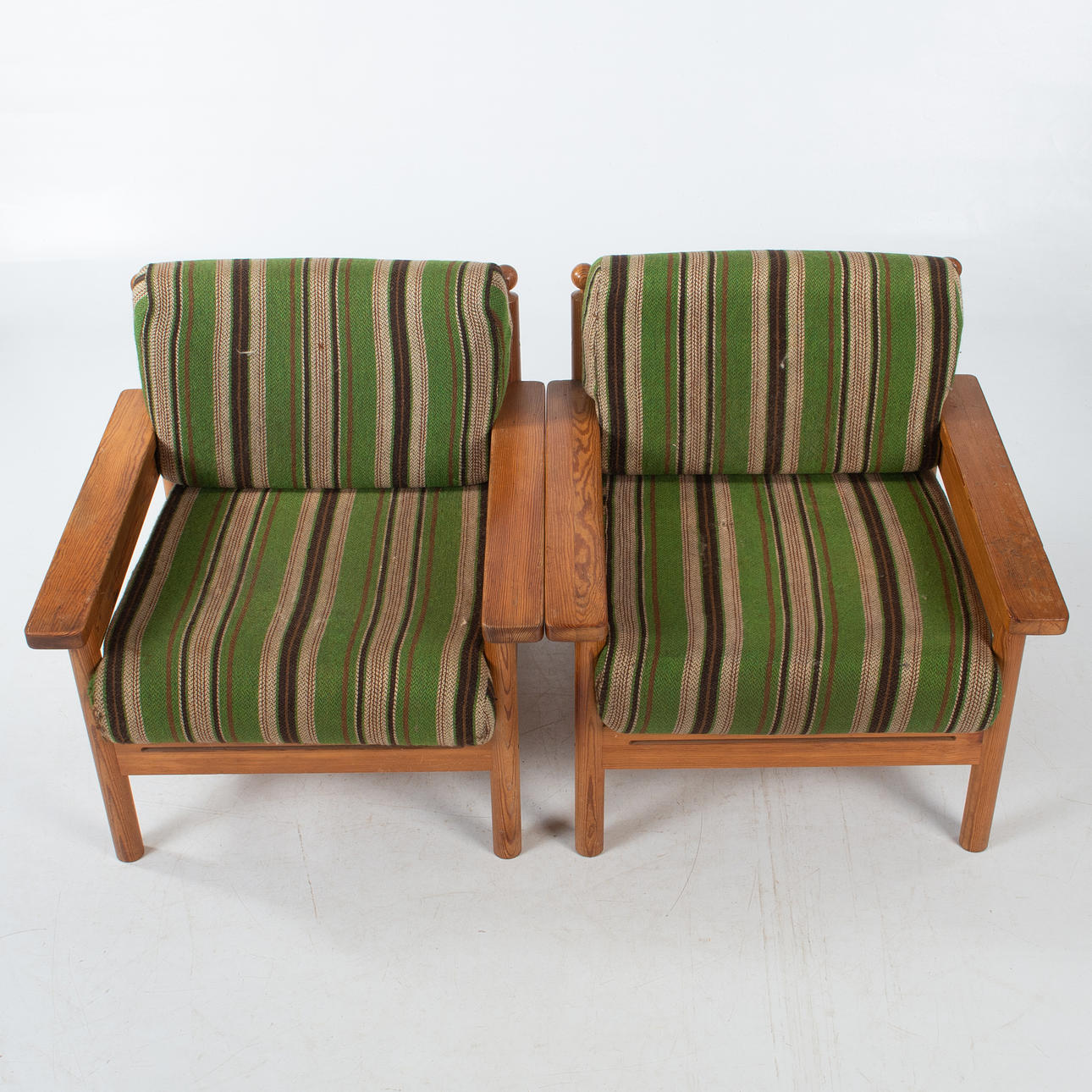 ARMCHAIRS, a pair, pine, Sweden, 1970s.