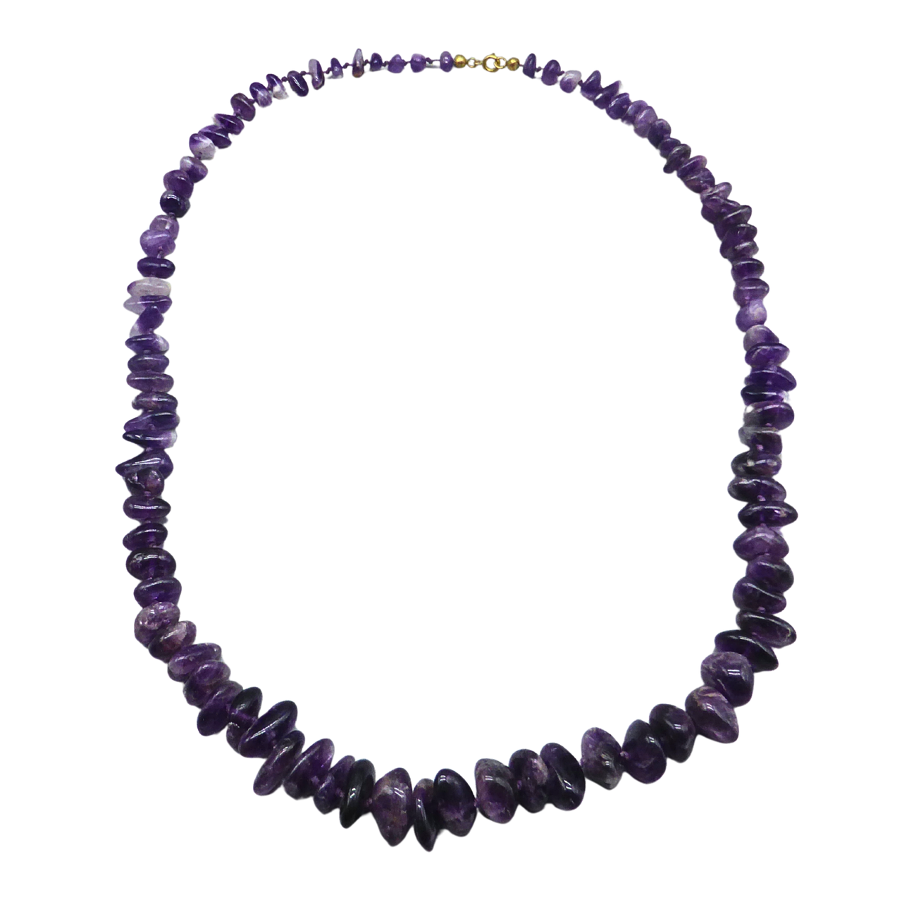 AMETHYST SPLIT STONE NECKLACE WITH SPRING RING CLASP.
