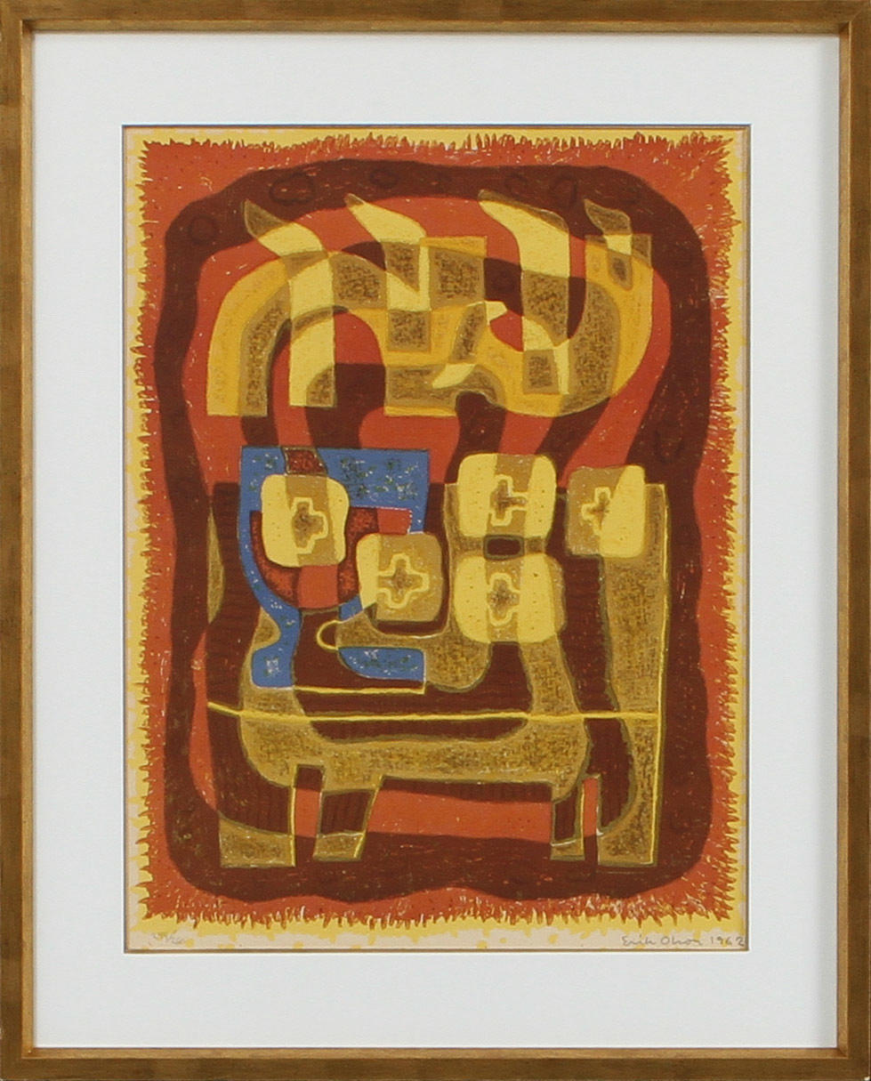 ERIK OLSON. "Förvandling", färglitografi, signerad och numrerad 244/260.