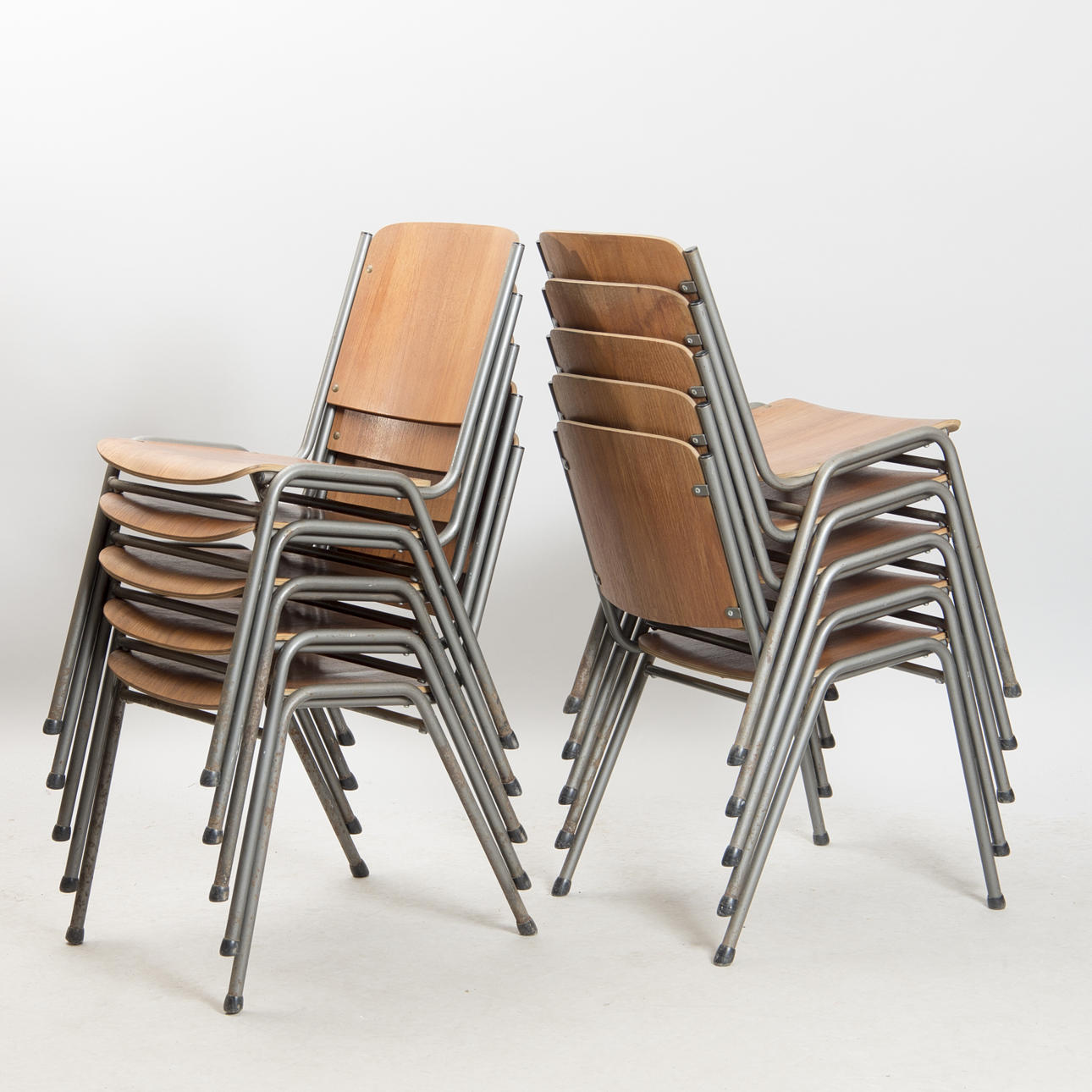 STOLAR, 10 stycken, teak, "Pyramid", Edvin Ståhl, Lammhults.