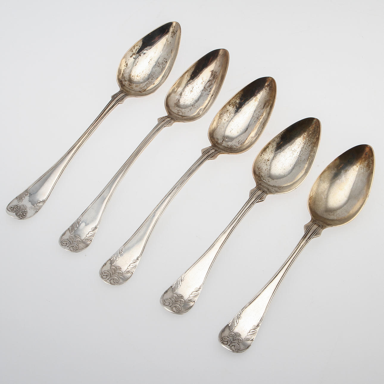 SKEDAR, 5 st, silver, 1800-talets mitt, ca 220 gram.