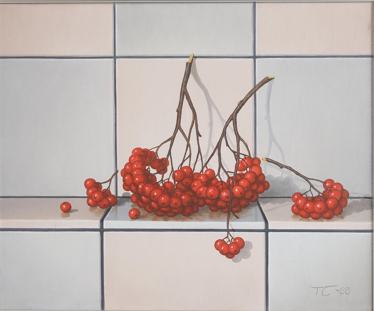 TOMMY CARLSSON. Oil on canvas, "Rönnkvistar", signed, dated -88.