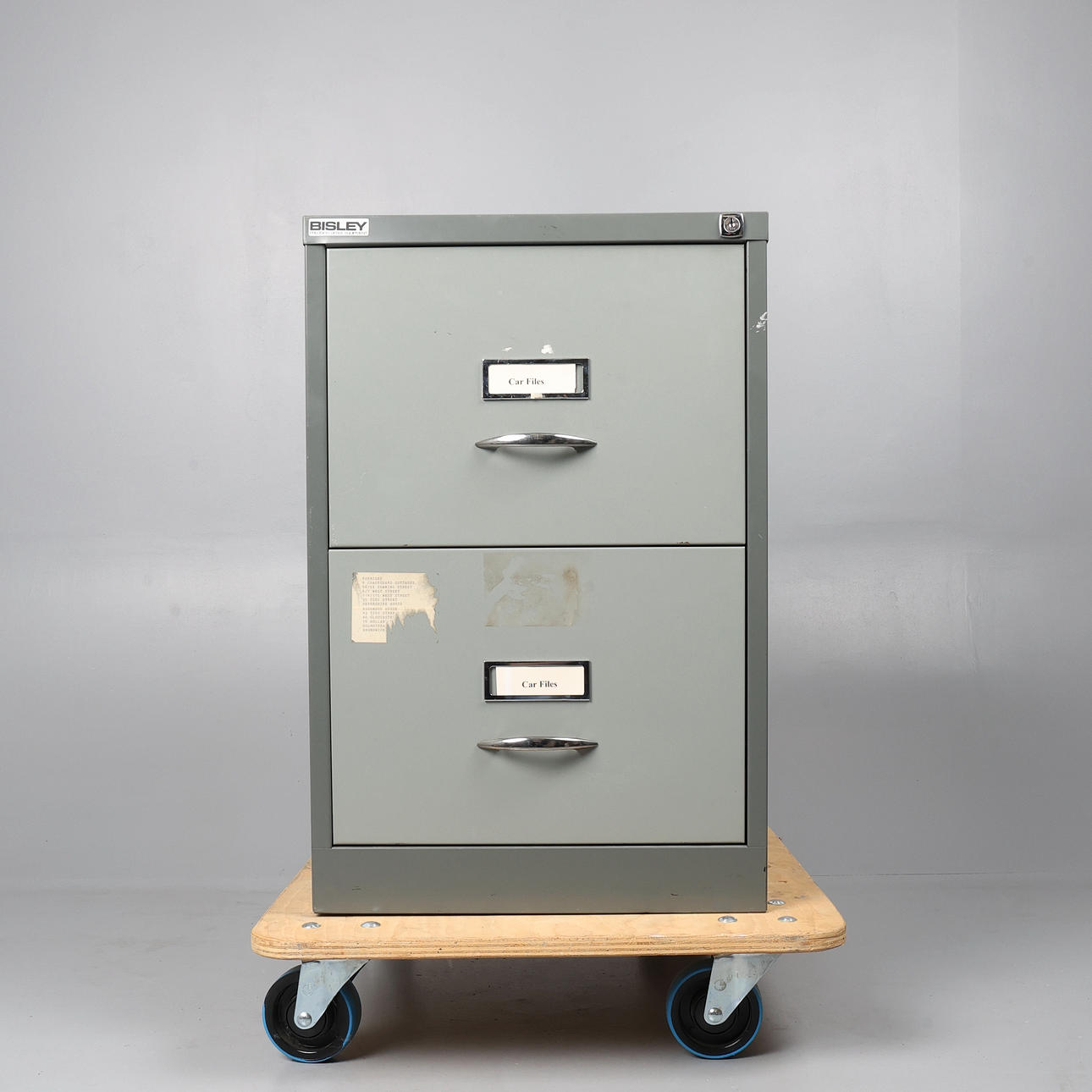BISLEY PAINED METAL 2 DRAW FILING CABINET.