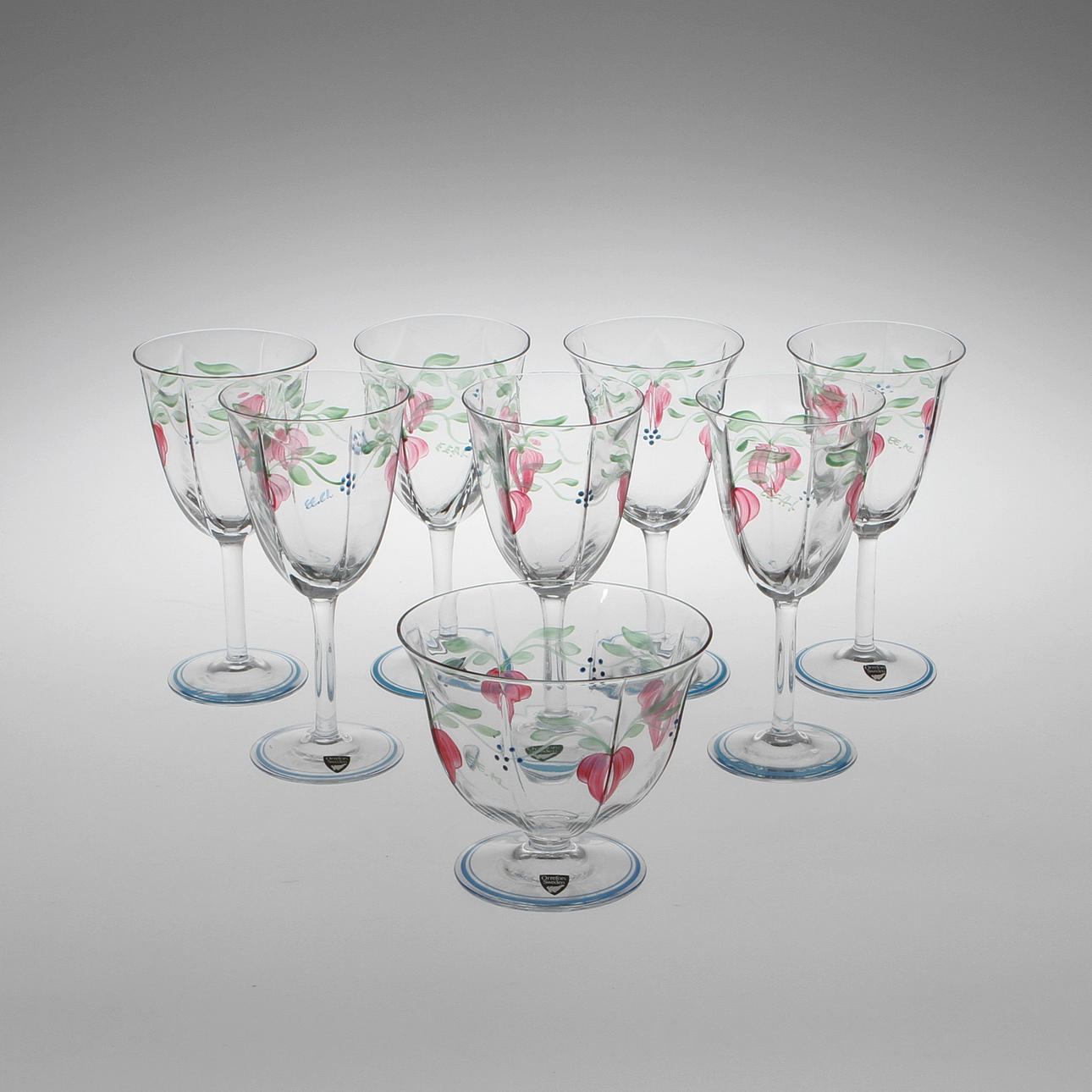SERVISDELAR, 8 st,glas, "Maja", Eva Englund, Orrefors.