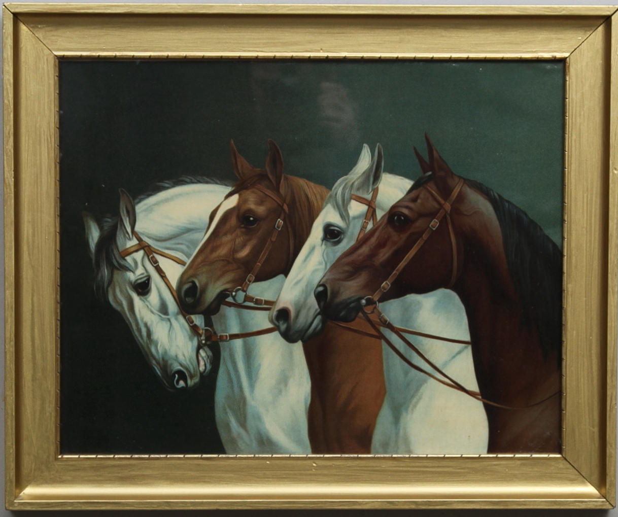 OLJETRYCK, hästmotiv, sekelskiftet 1800/1900.