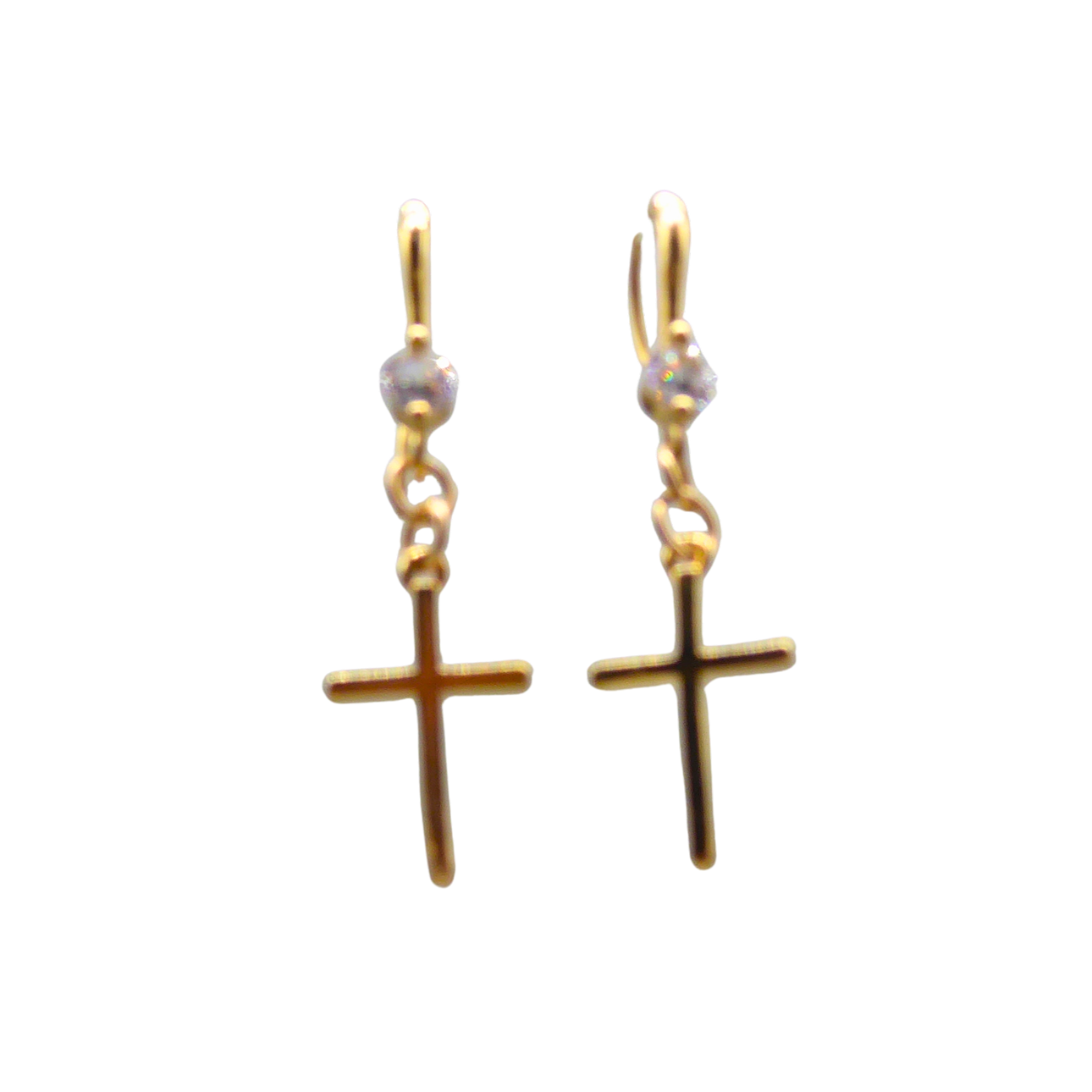 DROP EARRINGS WITH A CROSS.