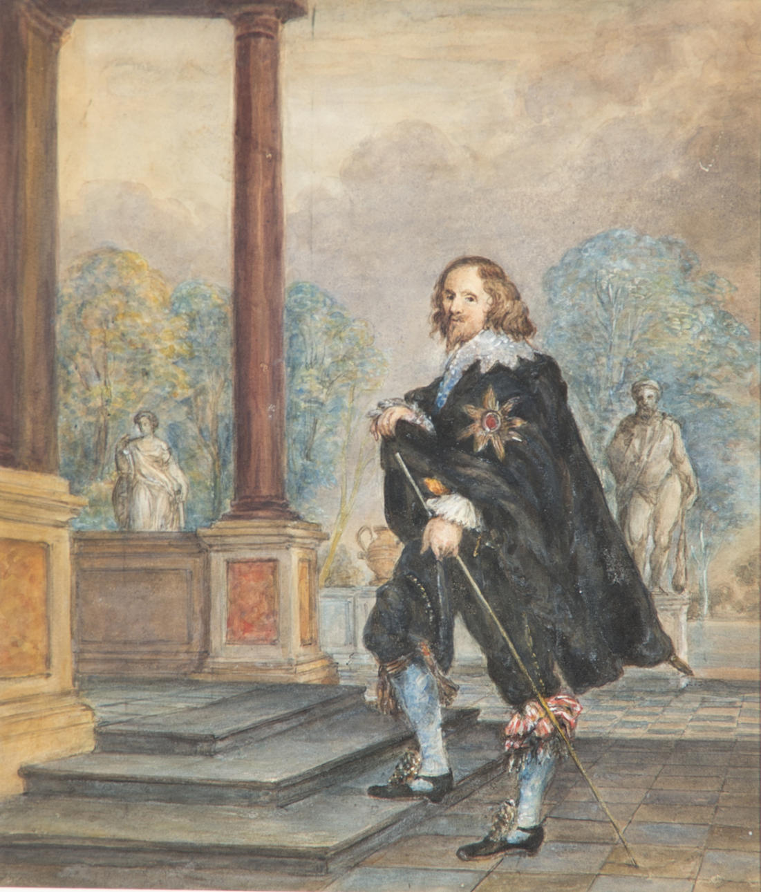 CECILIA MONTGOMERY. Philip IV Earl of Pembroke, akvarell, signerad a tergo 1857.