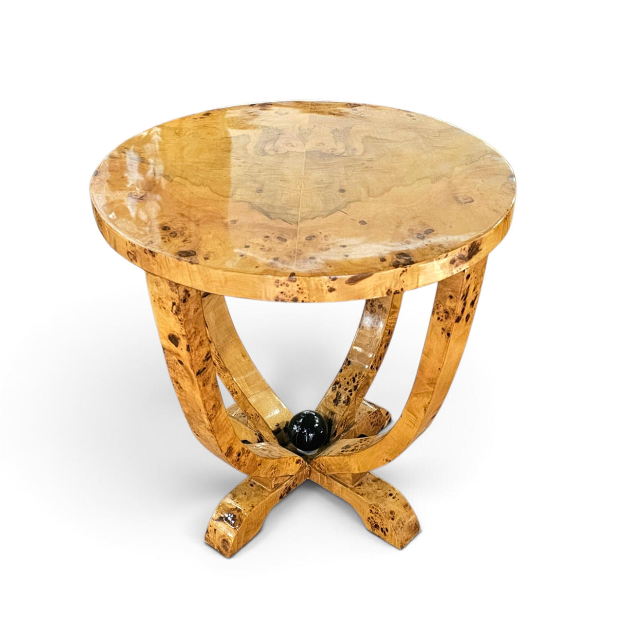 Art Deco table in burl wood.