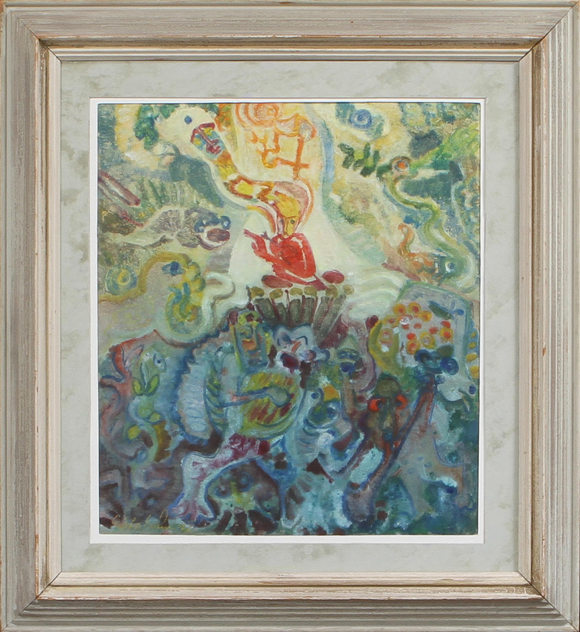 GÖSTA BOHM. "Diktaren", blandteknik på papp, signerad.