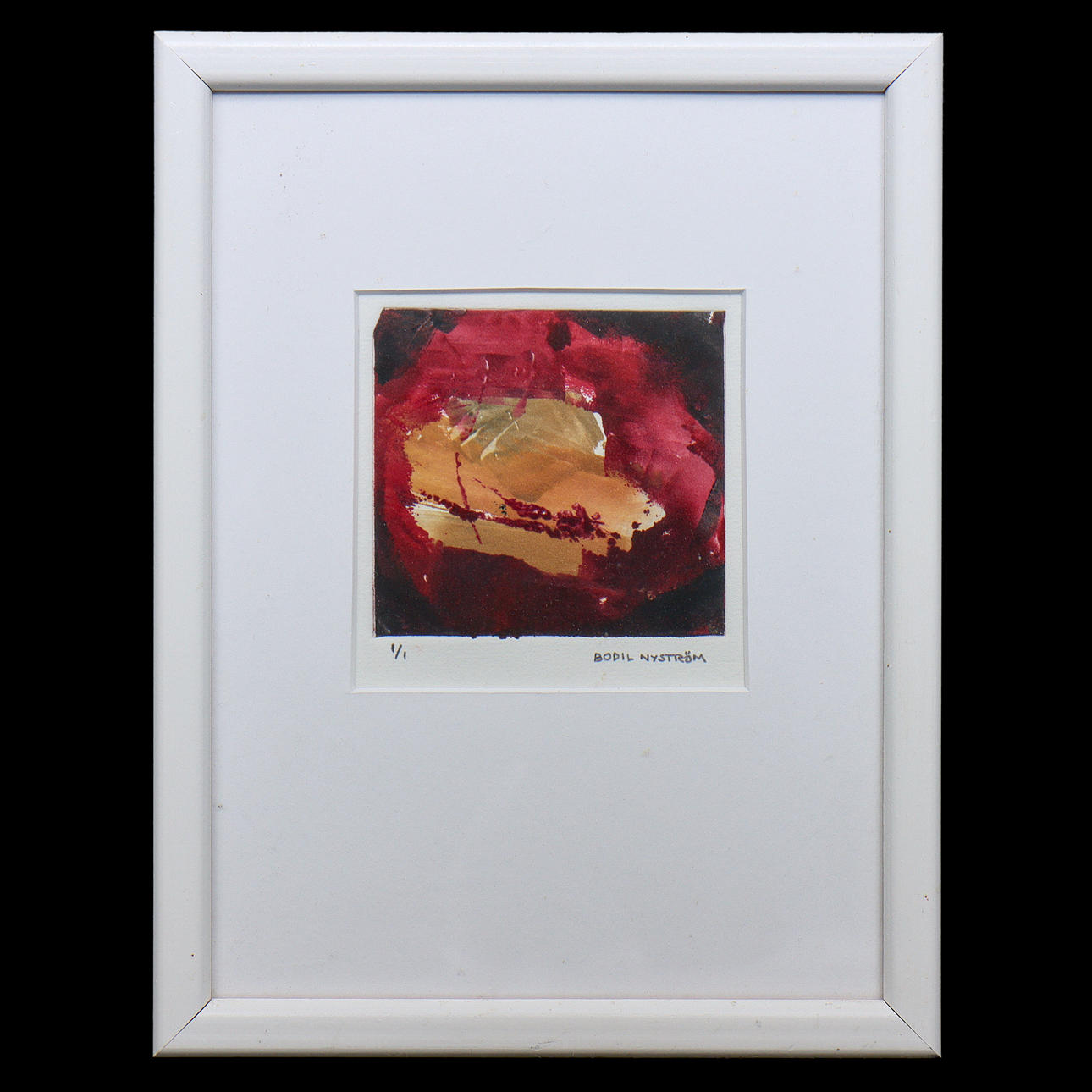 BODIL NYSTRÖM, BLOCK PRINT 1/1, SIGNED, FRAMED.