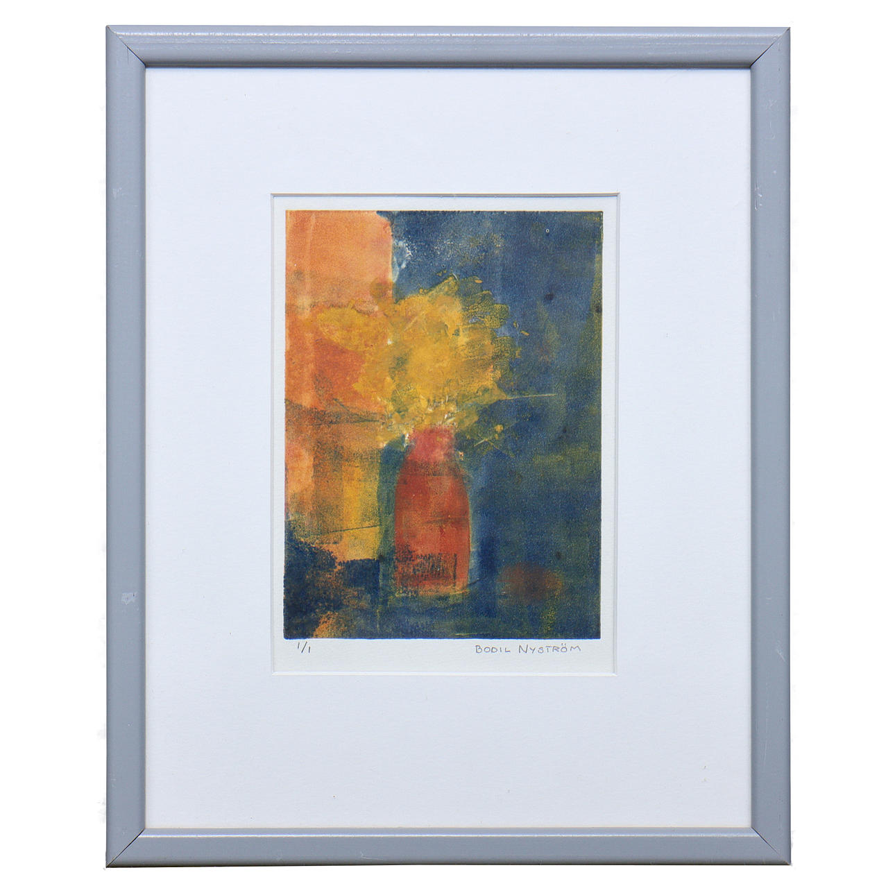 BODIL NYSTRÖM, BLOCK PRINT 1/1, SIGNED, FRAMED.
