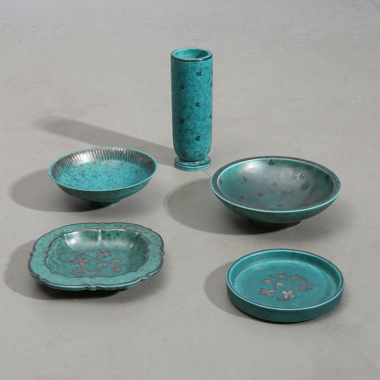 PARTI KERAMIK, 5 delar, "Argenta", Wilhelm Kåge, Gustavsberg.