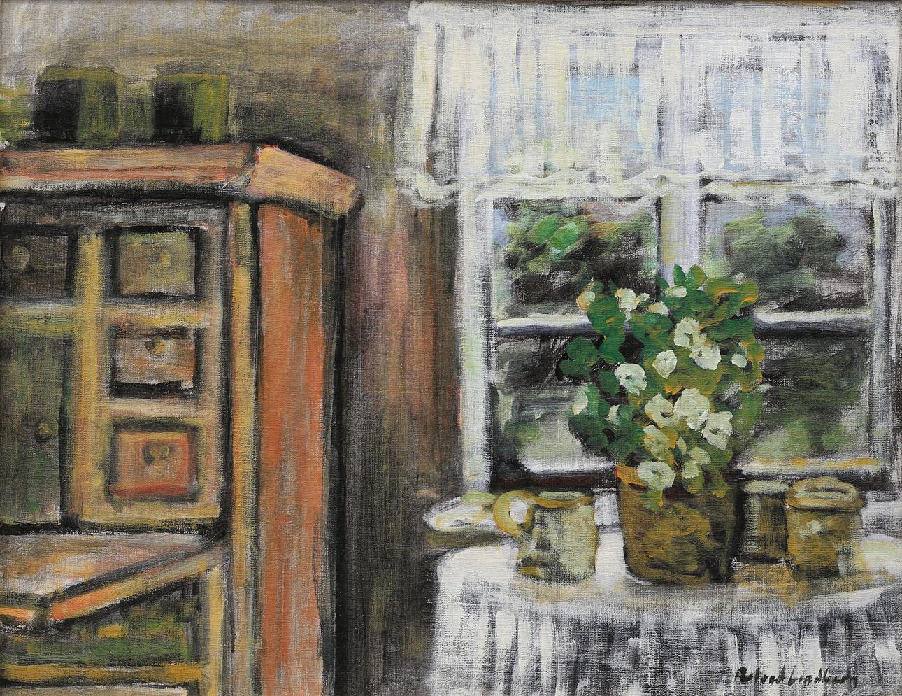 ROLAND LINDBERG. Interior, oil on canvas, signed.