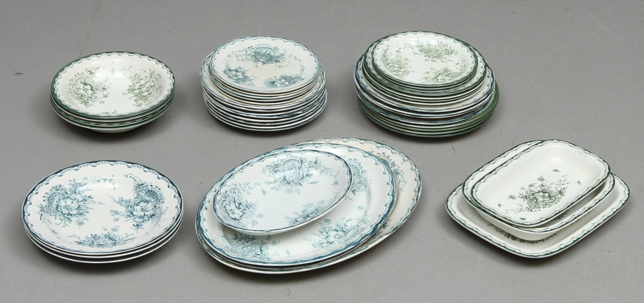 SERVISDELAR, porslin, "Gröna Anna" Rörstrand.