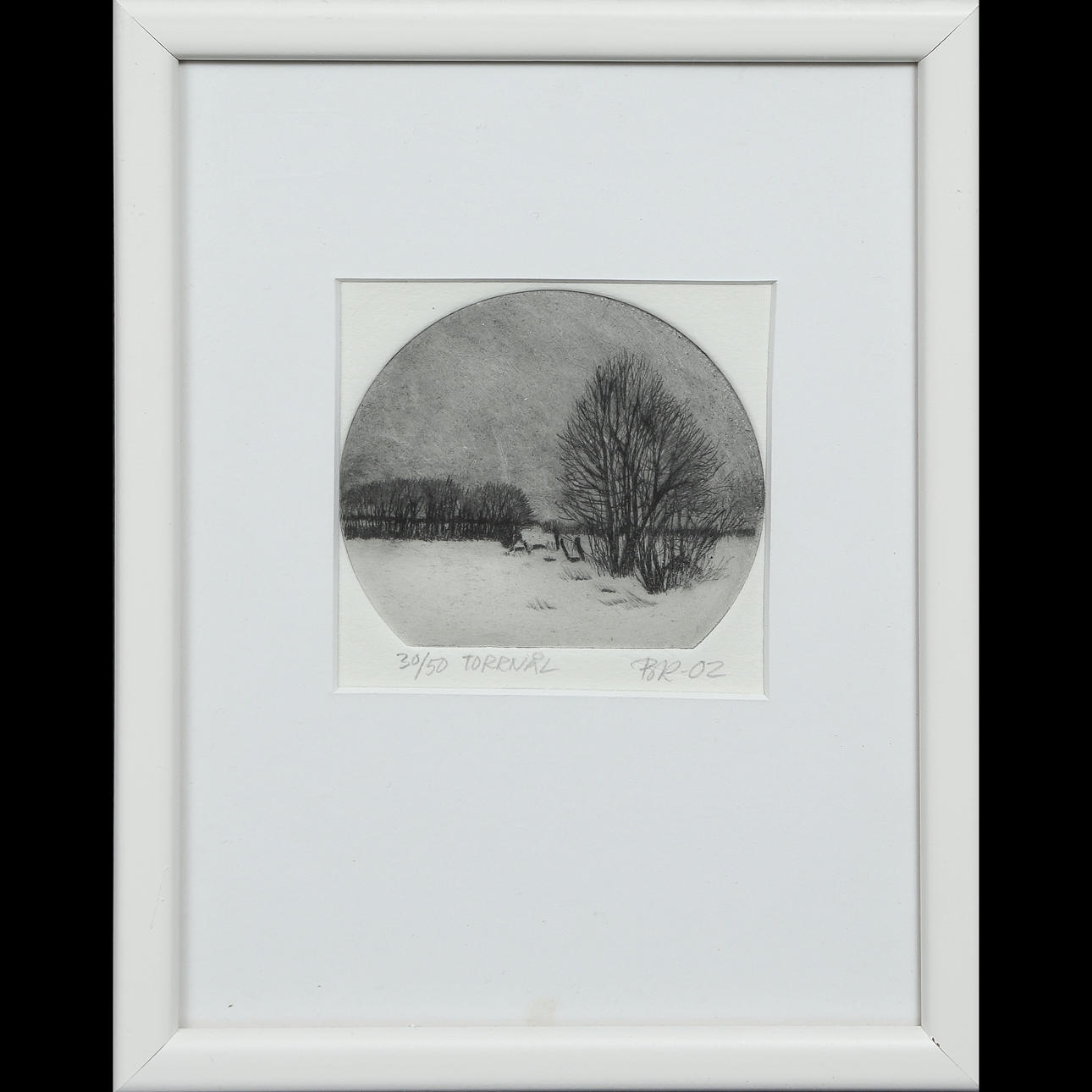 UNIDENTIFIED ARTIST, DRYPOINT 30/50, SIGNED, DATED, FRAMED.