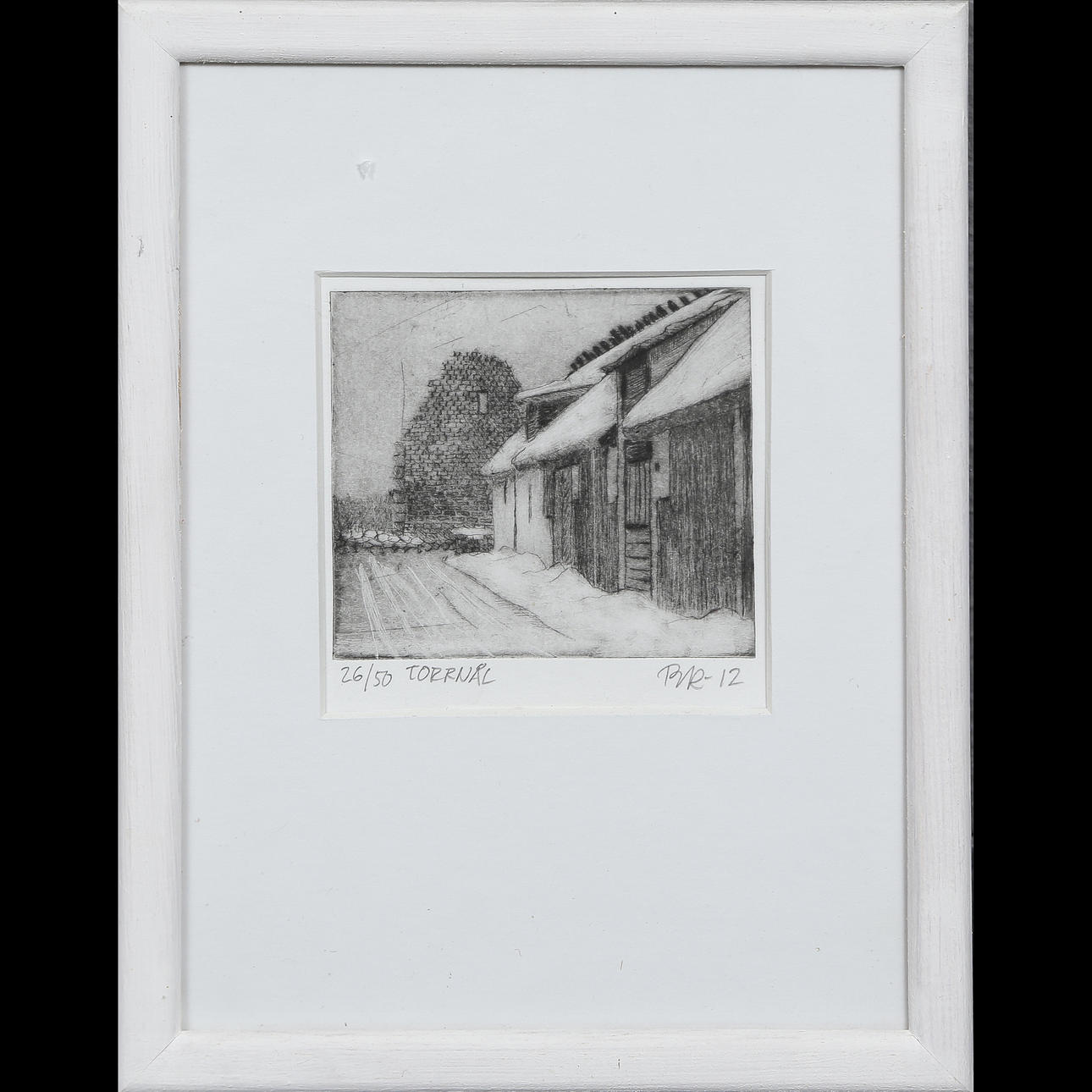 UNIDENTIFIED ARTIST, DRYPOINT 26/50, SIGNED, DATED, FRAMED.