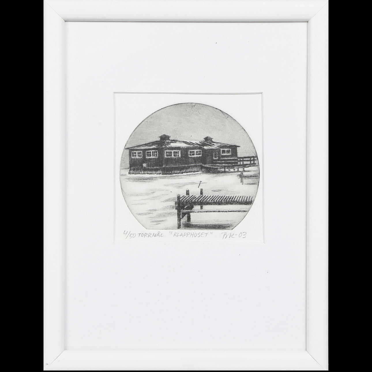 UNIDENTIFIED ARTIST, DRYPOINT 4/50, SIGNED, DATED, FRAMED.