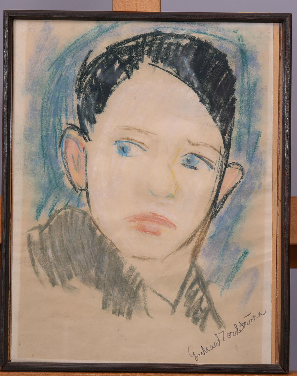 GERHARD NORDSTRÖM. Pastell, Porträtt, signerad.