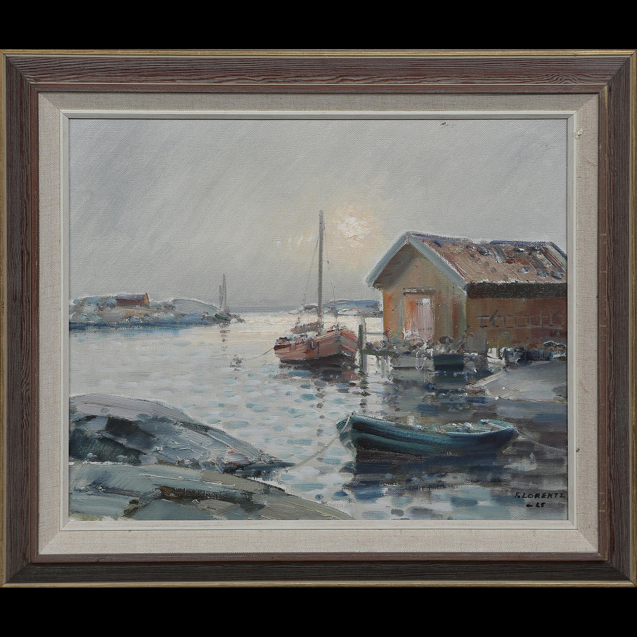 FRANS LORENTZ "FISKELÄGE" OIL ON CANVAS, SIGNED, DATED.