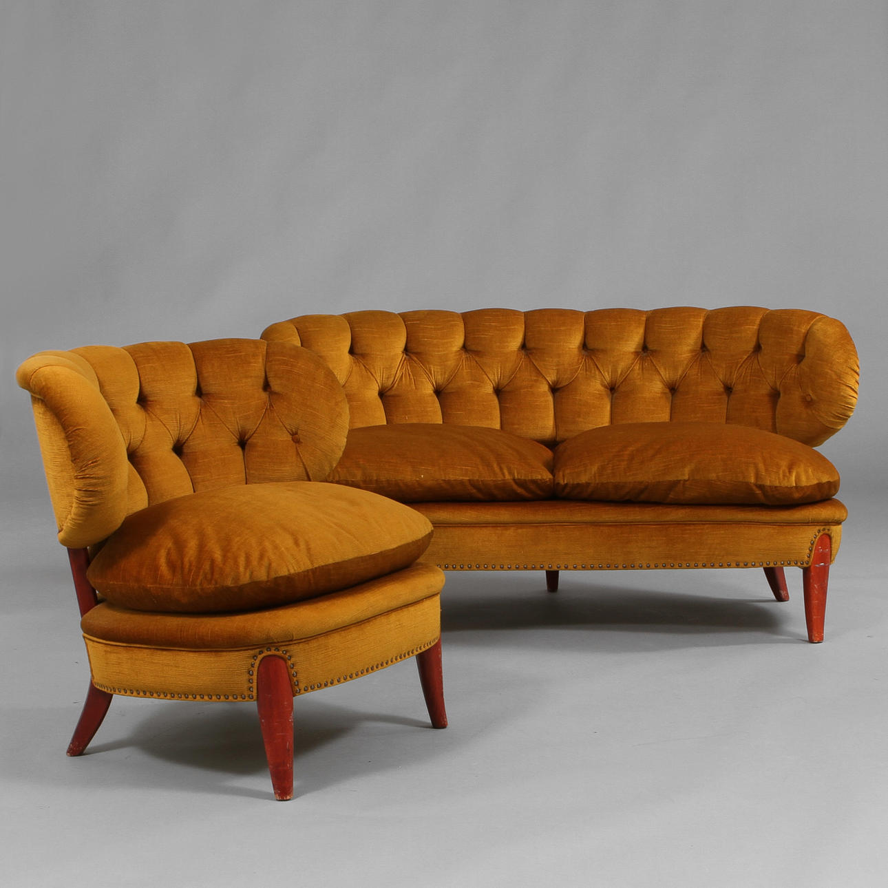 OTTO SCHULZ. Soffa och fåtölj. Boet Göteborg 1900-talets mitt.