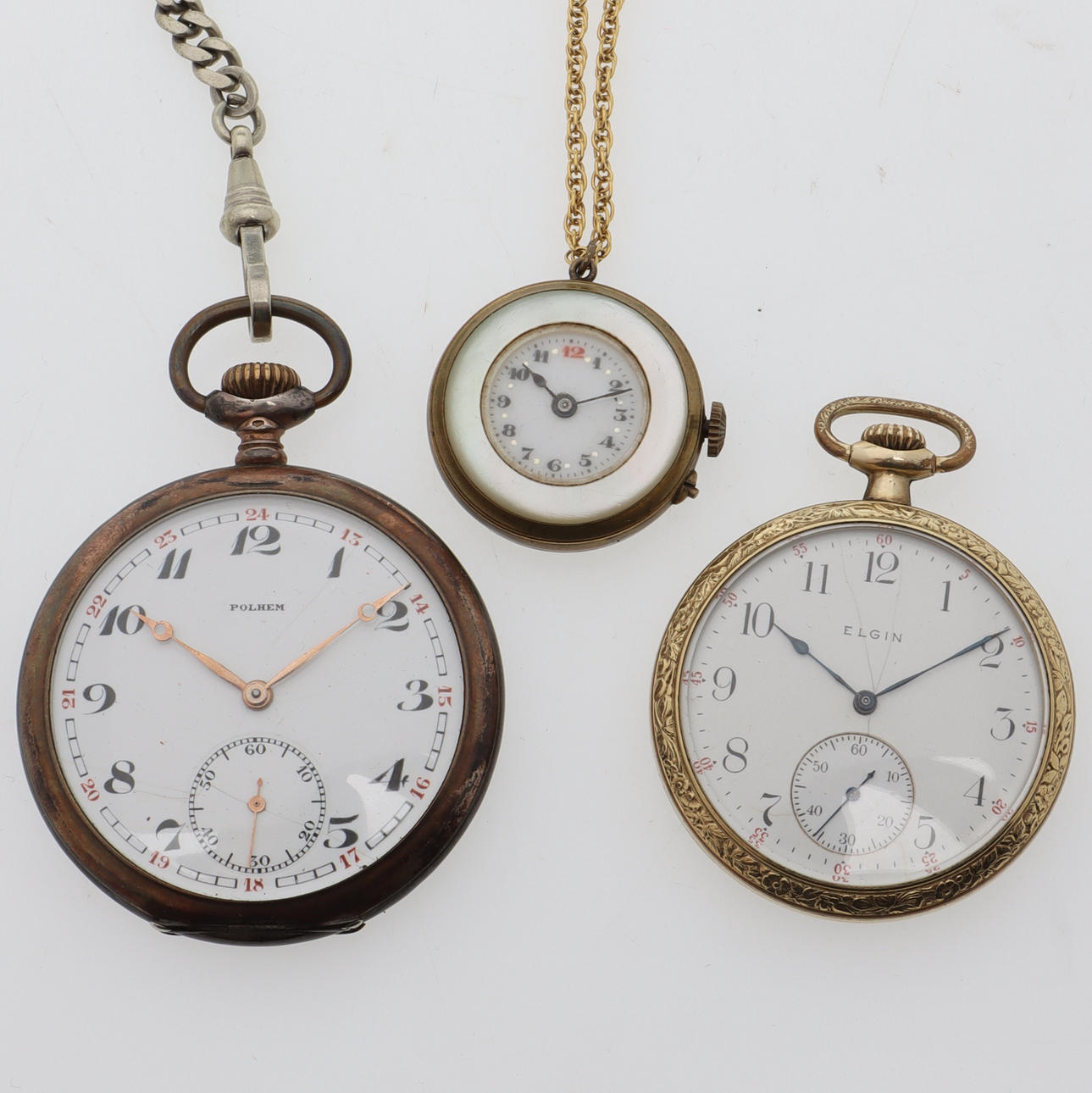 POCKET WATCHES, 3 pcs, partly silver.