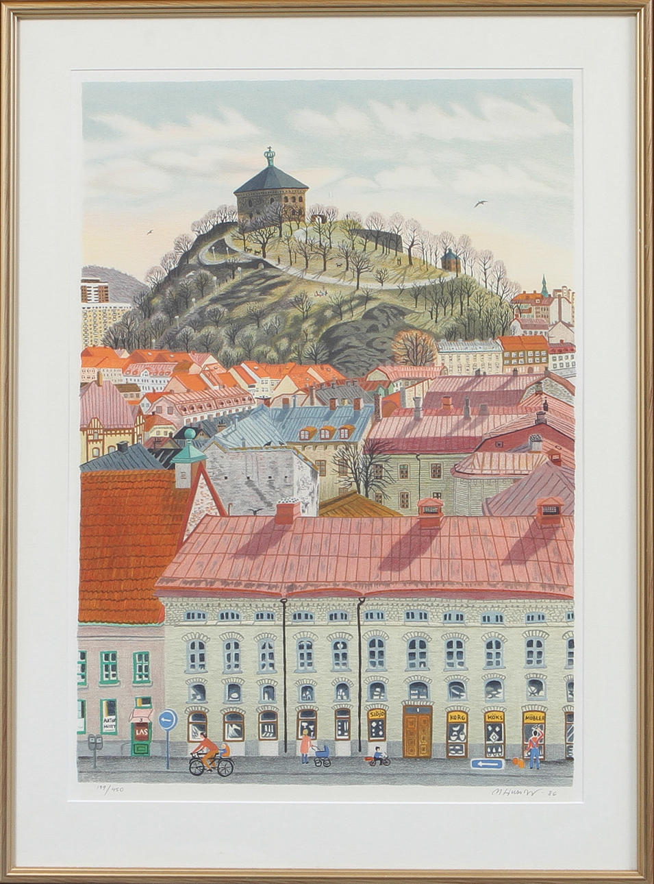 MONA HUSS WALIN. Skansen krona, litografi, signerad och numrerad 199/450.