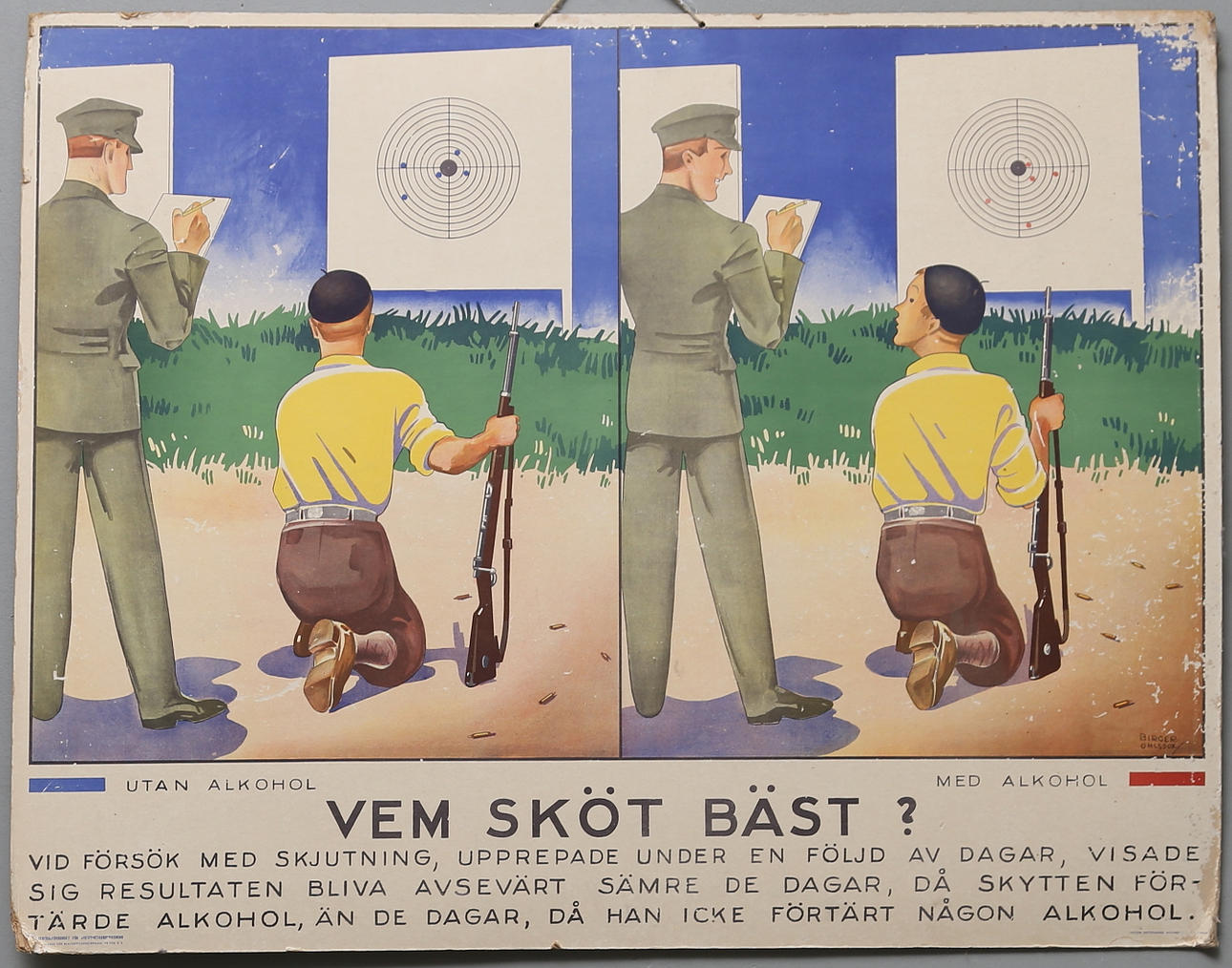 SKOLPLANSCH, "Vem sköt bäst?" Utan alkohol och med alkohol.