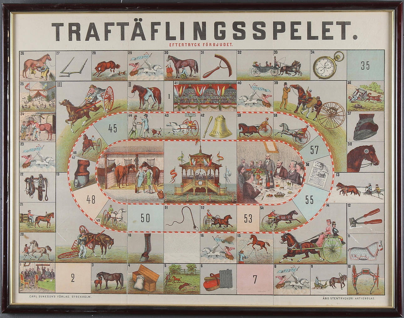 SPEL, inramat, "Traftäflingsspelet", Carl Sunesons förlag, Stockholm, Åbo Stentryckeri Aktiebolag, omkring sekelskiftet 18/1900.