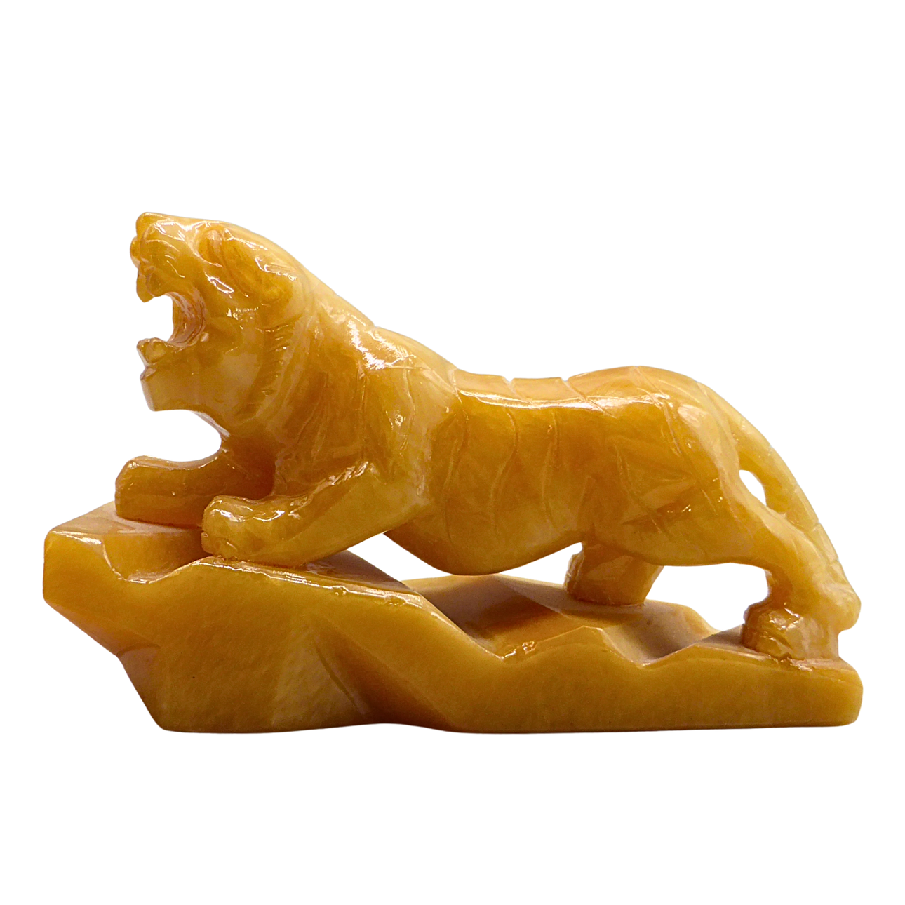 TIGERSKULPTUR I ARAGONIT