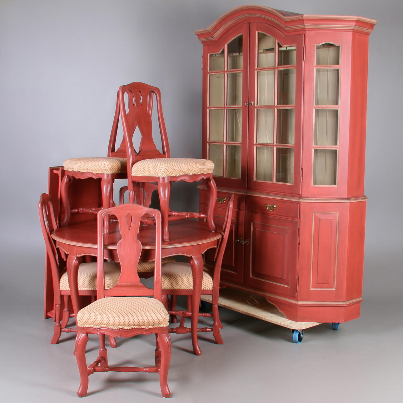 MATSALSGRUPP, 10 delar, "Louise" samt "Rydholm", rokokostil, GR Möbler, Tibro, 1900-talets andra hälft.