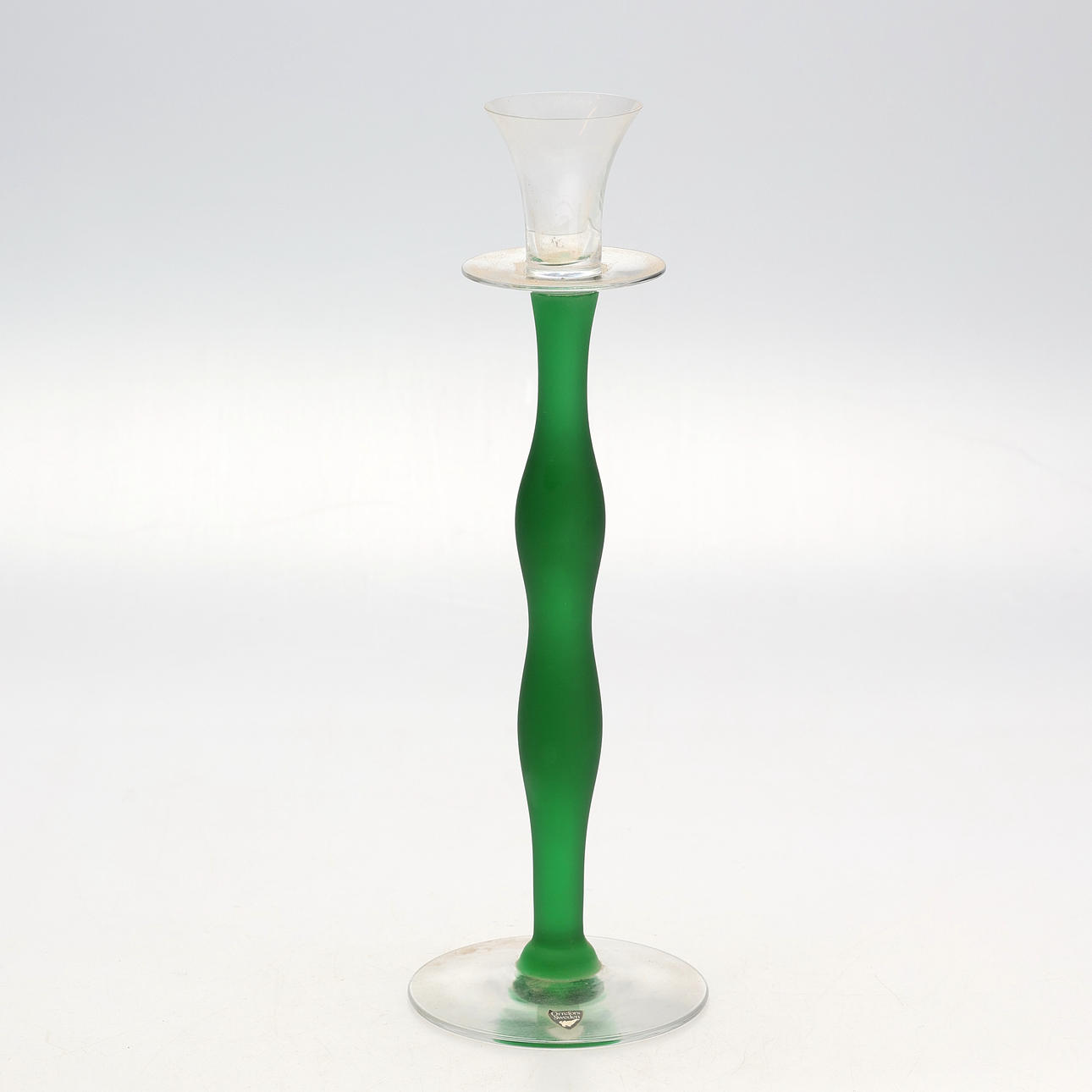 ANNE NILSSON. Candlestick, glass, "Celeste", Orrefors.