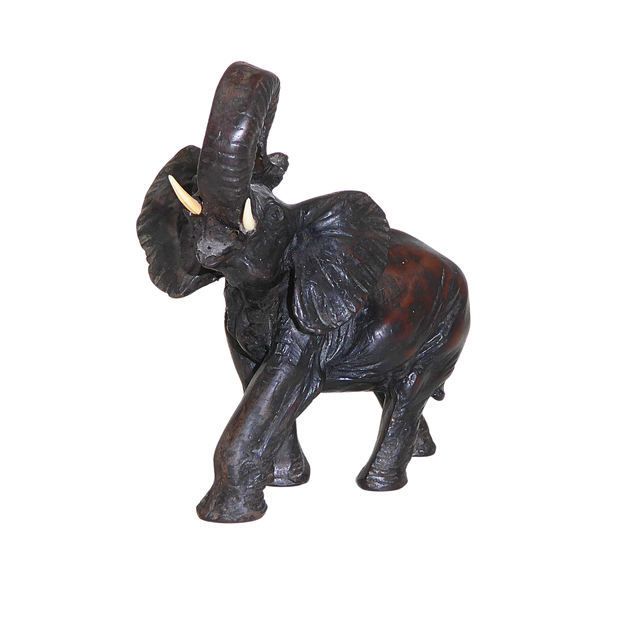 SKULPTUR AV ELEFANT, SNIDAT HÅRDT TRÄ