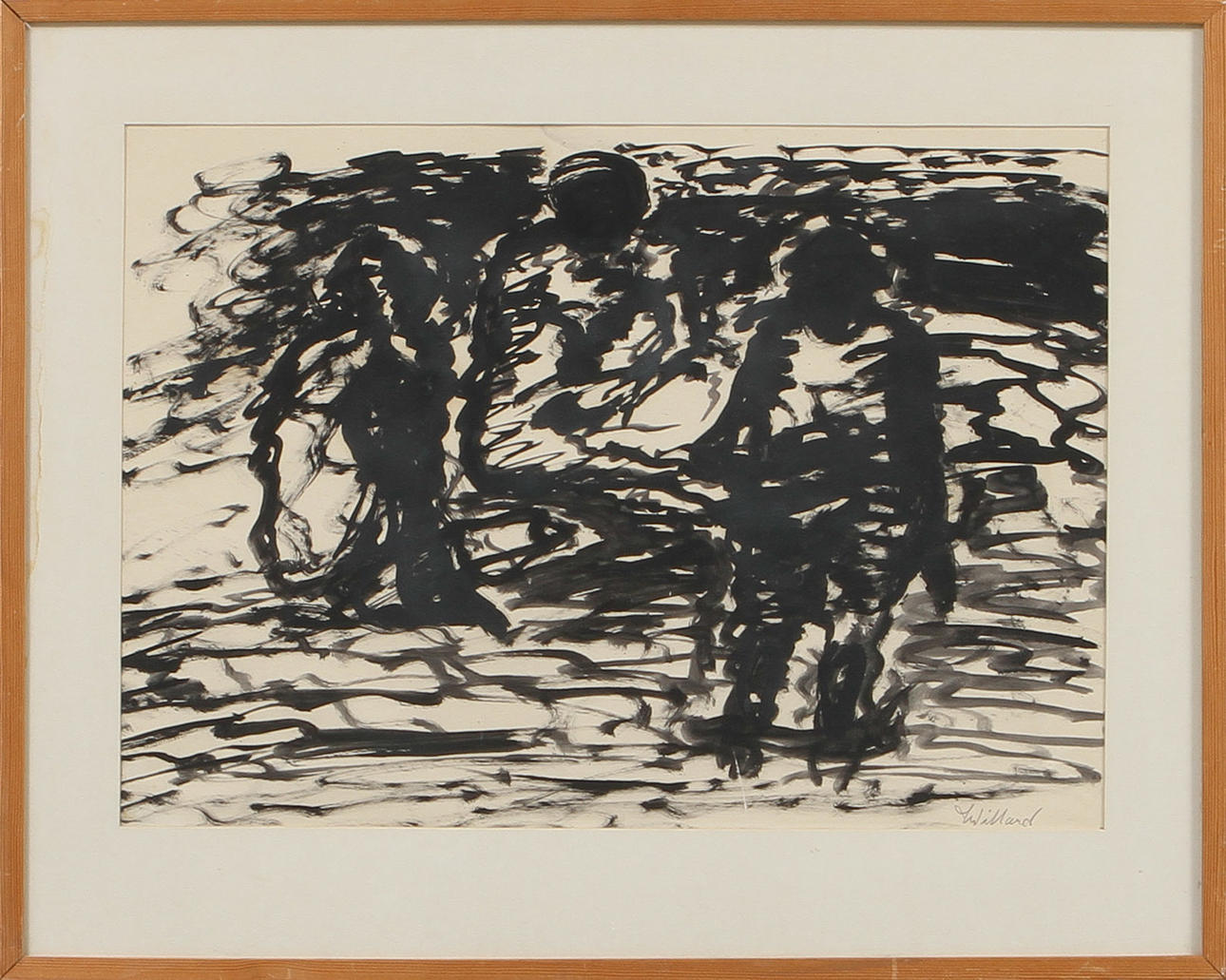 WILLARD LIND. Figurkomposition, akvarell, sign.