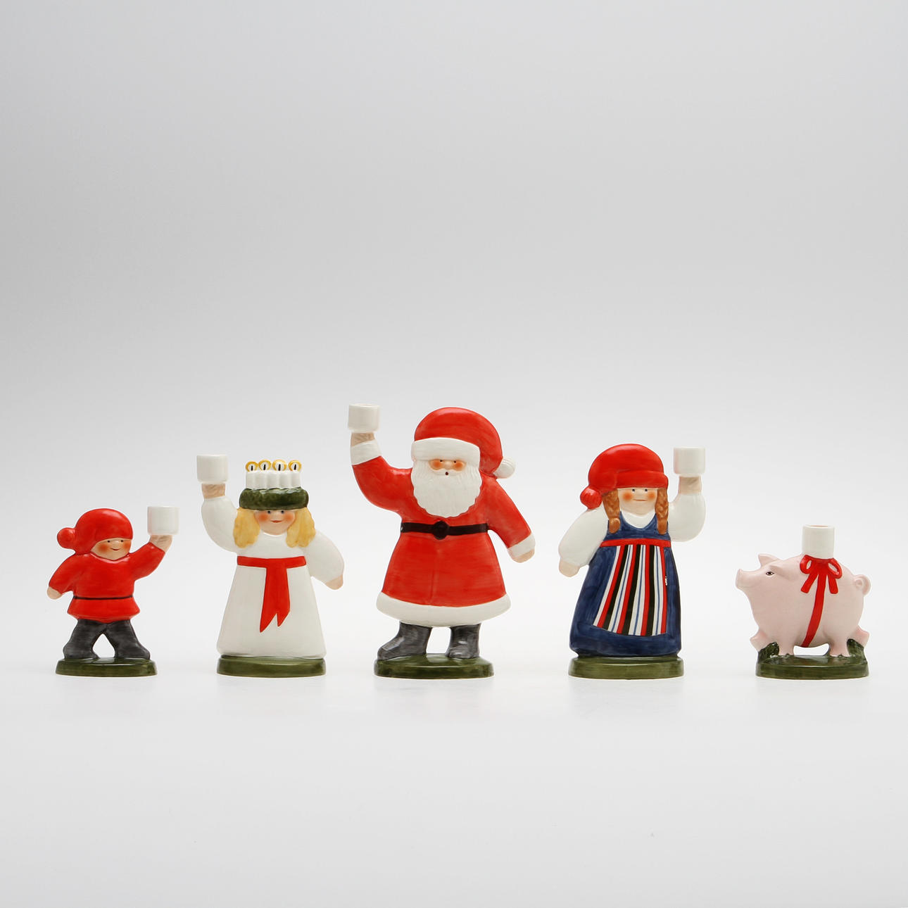 LJUSSTAKAR, 5 st, porslin, Lisa Larson, Goebel.