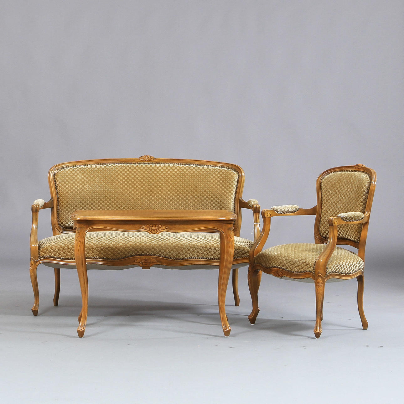 SALONGSGRUPP, 3 delar, rokokostil, 1900-tal.