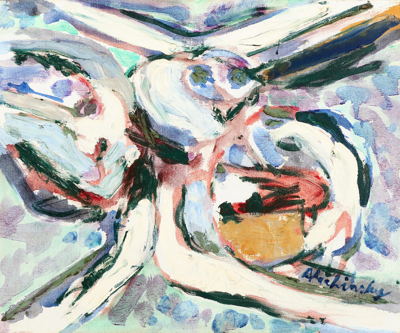 PIERRE ALECHINSKY (1927-). Komposition 'Oiseau', olja på duk, signerad och daterad 1958