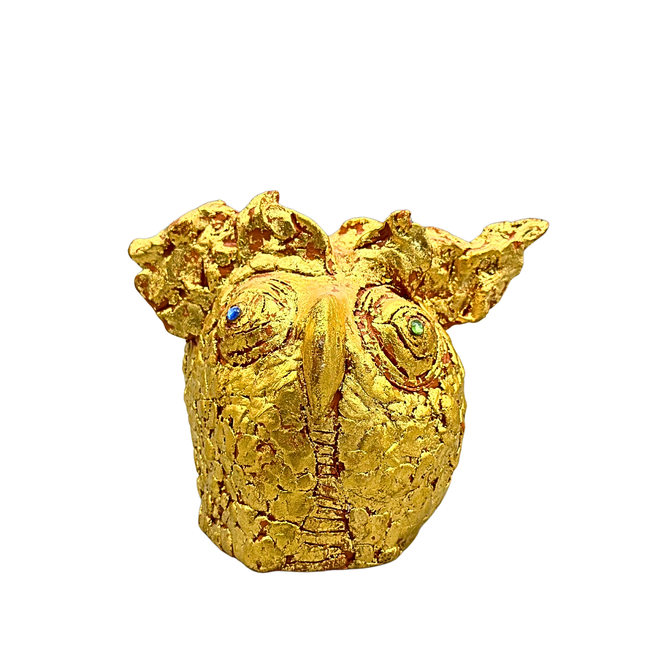 ABSTRAKT UGGLESKULPTUR I KERAMIK OCH FÖRGYLLNING