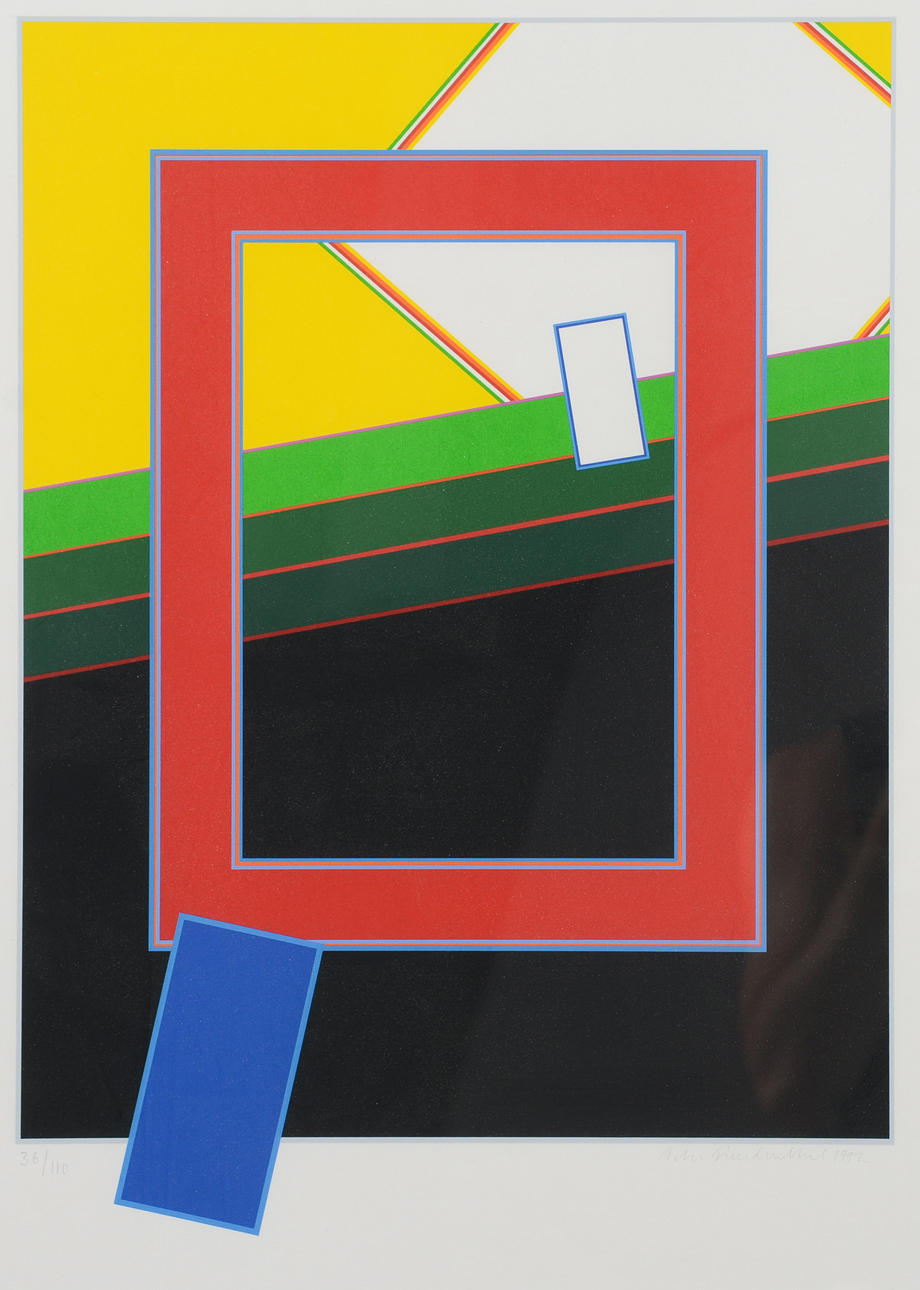 PETER FREUDENTHAL. Geometric composition, colour lithograph, signed, numbered 36/110, dated 1992.