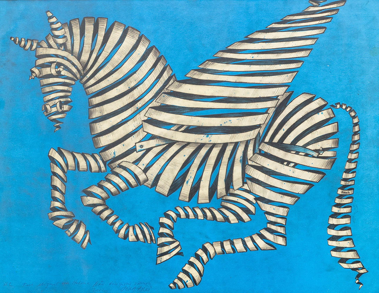 JORDI ARKÖ. Pegasus, färglitografi, signerad och daterad med dedikation, 2002