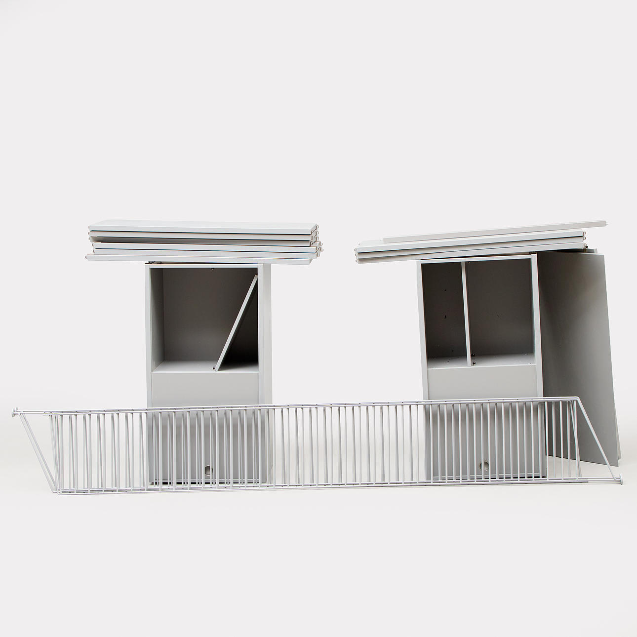 NILS & KAJSA STRINNING. String shelf, grey lacquered, 21st century.