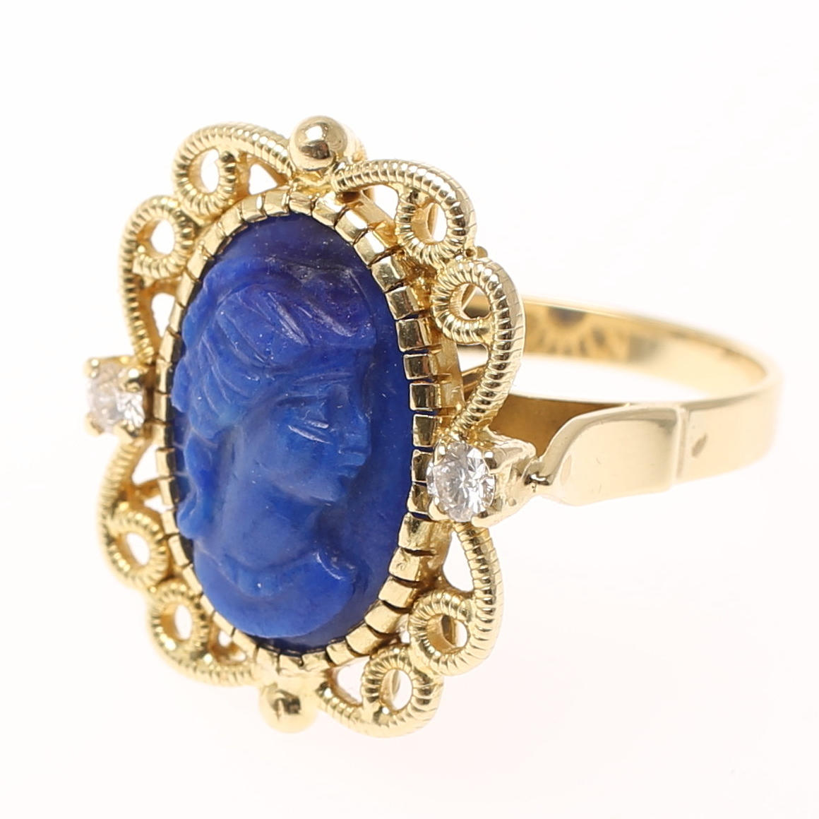 LAPISRING med 2 brillanten, 14k guld.