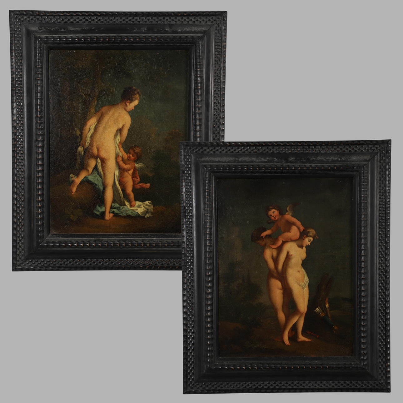FOLLOWER OF JACOPO AMIGONI (1682 - 1752). VENUS WITH CUPID, A PAIR.