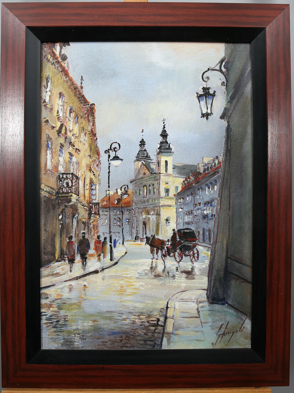 ANDRZEJ STARZYCKI. Olja på duk, " Warszawa", signerad, daterad a tergo 1996.