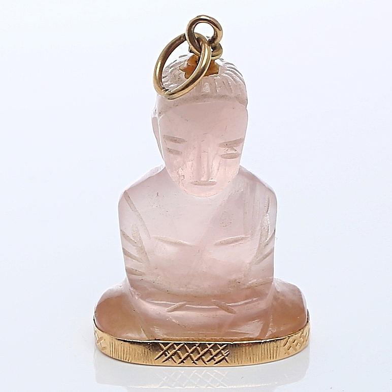 HÄNGE, troligen rosenkvarts samt 14k guld, 1900-tal.