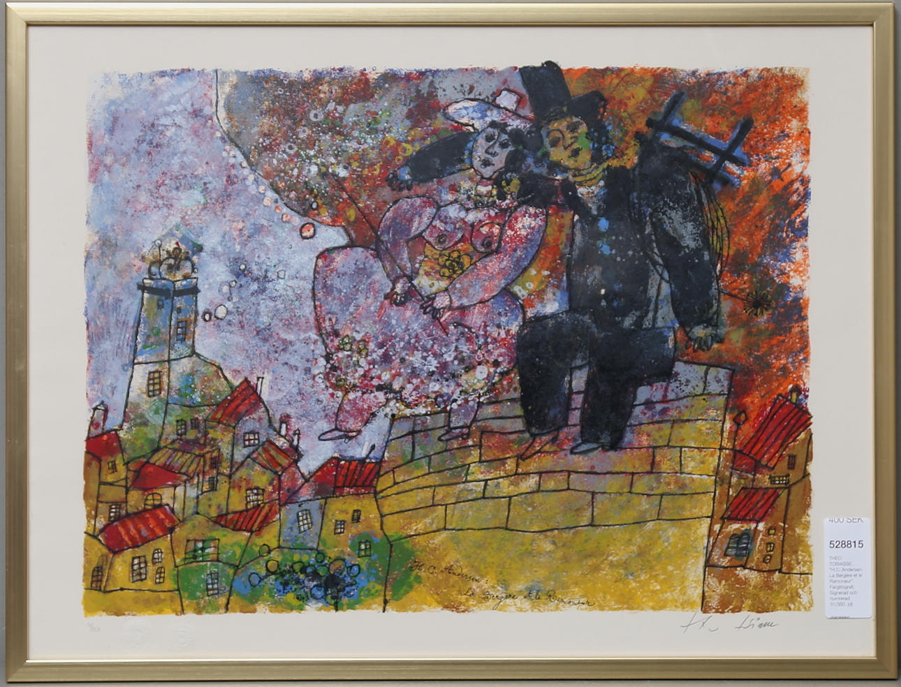 THEO TOBIASSE. "H.C. Andersen: La Bergère et le Ramoneur". Färglitografi. Signerad och numrerad 31/350.