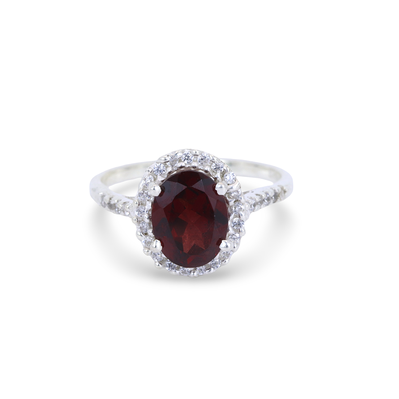 KLUSTER-RING I SILVER MED GRANATER.