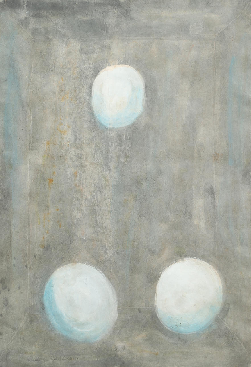 WALDEMAR SJÖLANDER. Gouache, composition, signed and dated 1981.