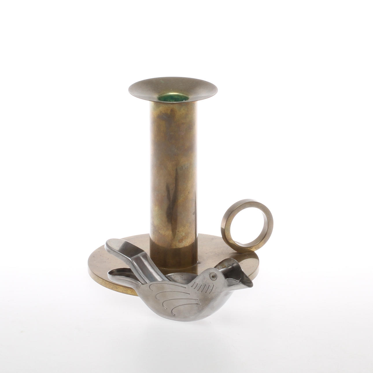 LJUSSTAKE, mässing, "Kammarljusstake" Sigurd Persson samt CITRUSPRESS vitmetall, Firma Svenskt Tenn.