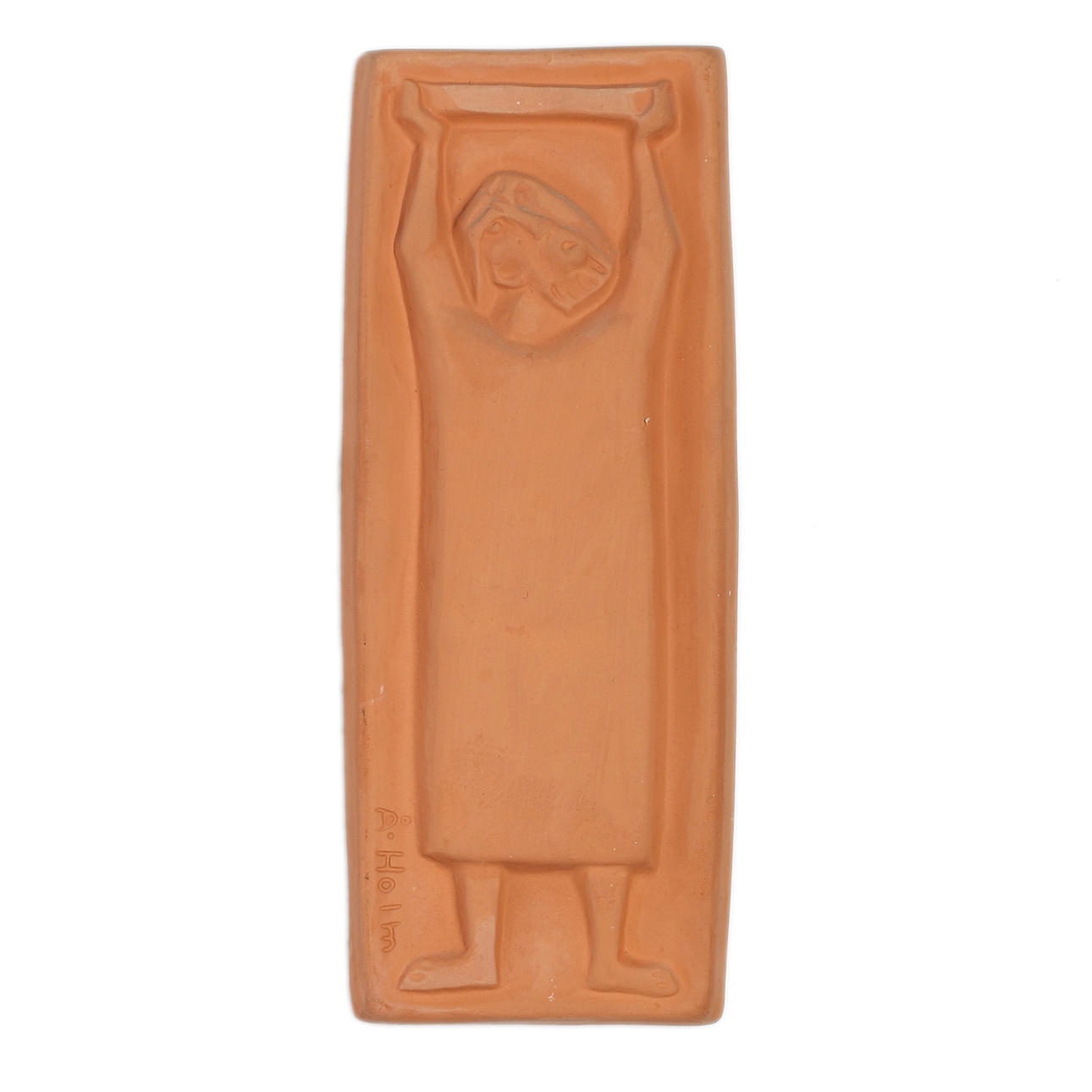 VÄGGRELIEF, teracotta, Åke Holm, Höganäs, 1900-talets andra hälft.